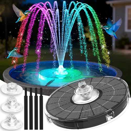 Solar Bird Bath Fountain with Lights (Black)