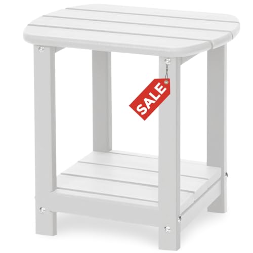 Adirondack Square Outdoor Side Table (White / a:Oval 2-Tier)