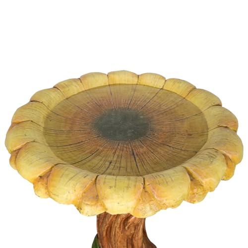 Concrete Birdbath for Outdoors with Sunflower Shape (24.4" / Sunflower Shaped - B)