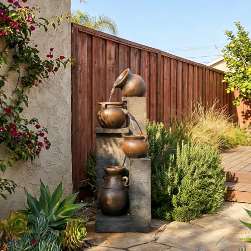 53''H Water Fountain Outdoor Garden Fountain Large (Gray-53''h)