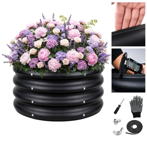Round Raised Garden Bed Set (Black)