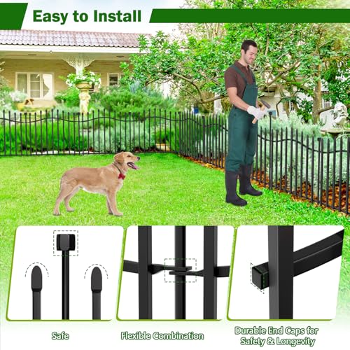 No Dig Garden Fence 24" H x 22.5'L Decorative Yard Dog Outdoor Panels (24 in(H) X 11.25 ft(L))