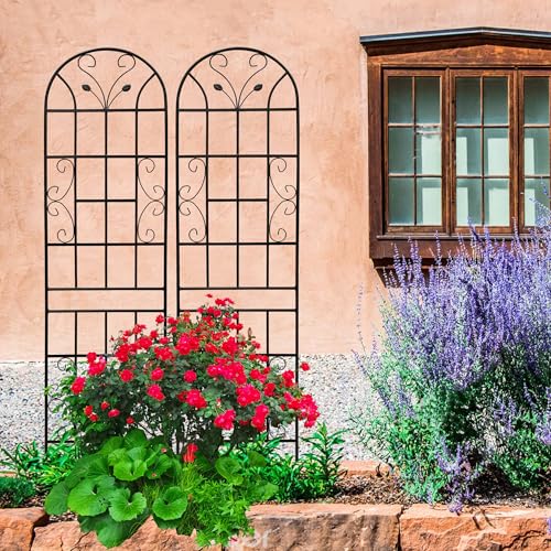 2 Pack Metal Garden Trellis 86.7" Tall Outdoor Climbing Plant Support for Roses
