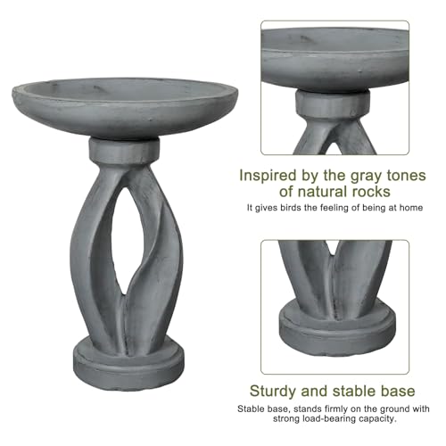 21.85 Inch Tall Pedestal Bird Bath (Gray)