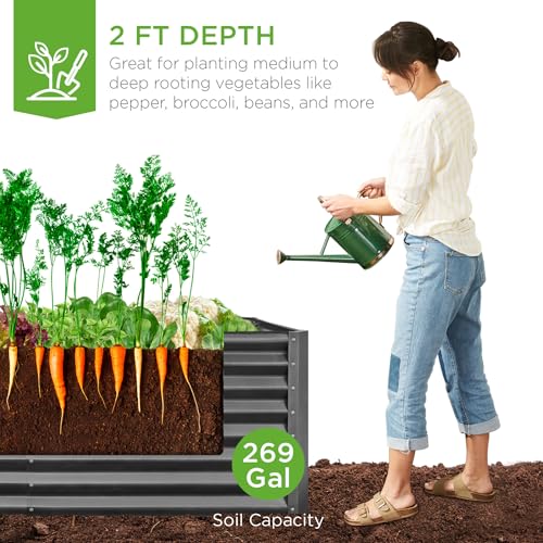 6x3x2ft Outdoor Metal Raised Garden Bed (6x3x2ft / Gun Metal)