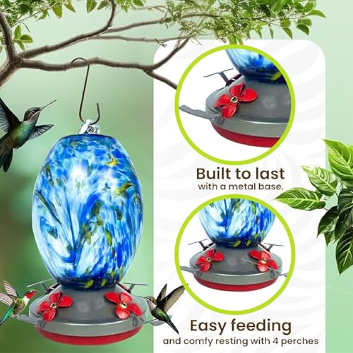 Glass Hummingbird Feeder for Outdoors