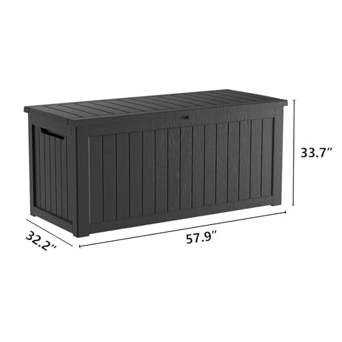 300 Gallon Deck Boxes Outdoor Waterproof (Black / 300 GAL)