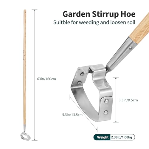Action Hoe 63'' Stainless Steel Hula Stirrup Hoe (Length:63in/160cm / Long Handle Action Hoe)