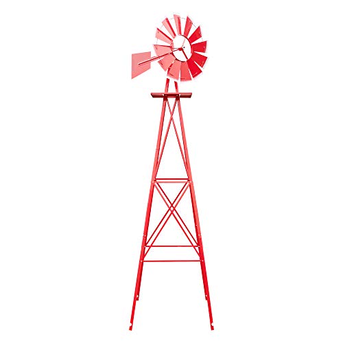 8FT Metal Windmill Ornamental Spinner Backyard Garden Decoration Weather Vane