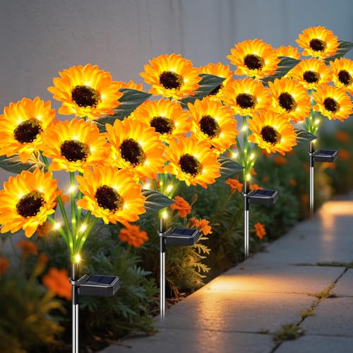 Solar Lights Outdoor Garden Decor 4 Pack (4 pcs-Sunflower)