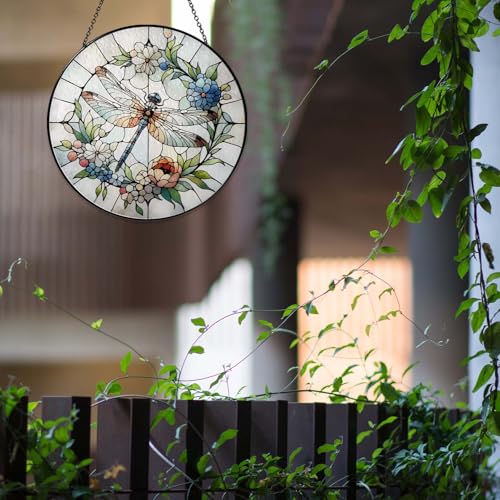 Dragonfly Sun Catcher Stained Glass Window Hanging 9.8'' (Dragonfly-01 / 9.8inch)