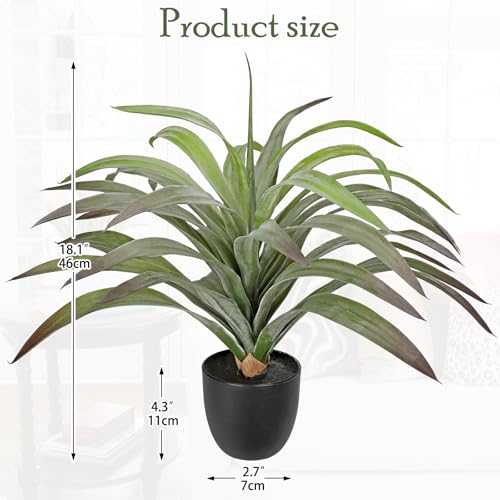 Faux Agave Plant 18.1in Artificial Agave Potted Plant Fake Outdoor Plants for Home Office Living Room Bedroom Kitchen Table Decor