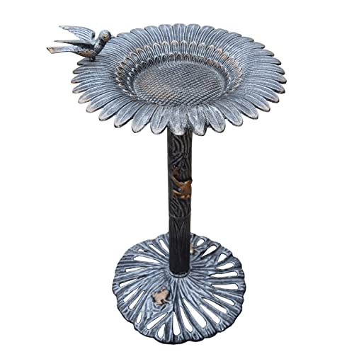 5065AP Antique Pewter Sunflower Design Aluminum Birdbath