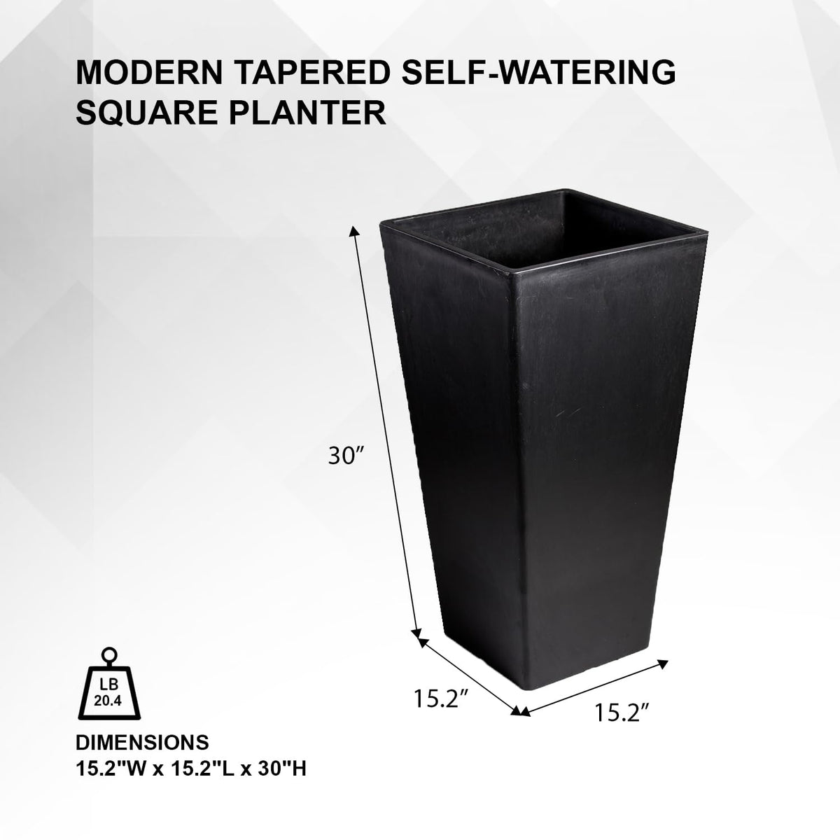 Modern 30 Inch Tall Square Planter (Black / 30" H)
