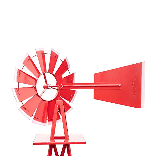8FT Metal Windmill Ornamental Spinner Backyard Garden Decoration Weather Vane