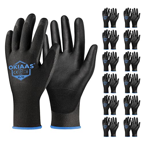PU Coated Work Gloves Men (12 Count)