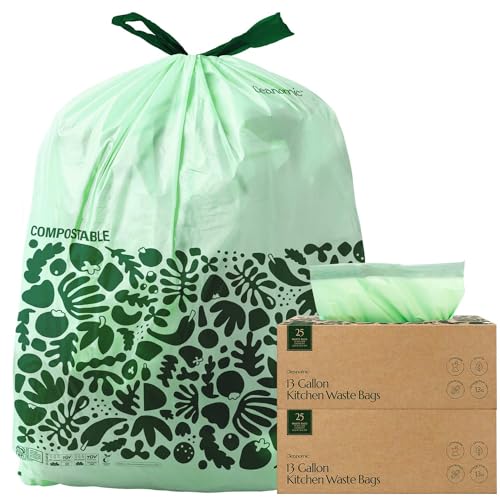 Compostable* 13 Gallon Waste Bags with Drawstring (50 Count)