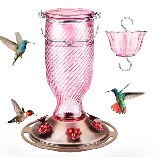 24 Oz Glass Hummingbird Feeder for Outdoors