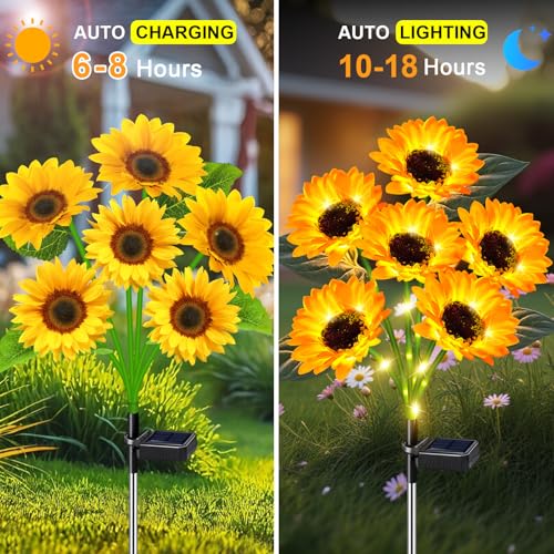 Solar Lights Outdoor Garden Decor 4 Pack (4 pcs-Sunflower)