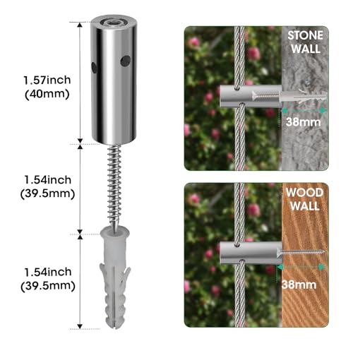 Wire Trellis Kit for Climbing Plants Outdoor 20 Set Wall Mounted Trellis with 98Ft 1 (20 Count)