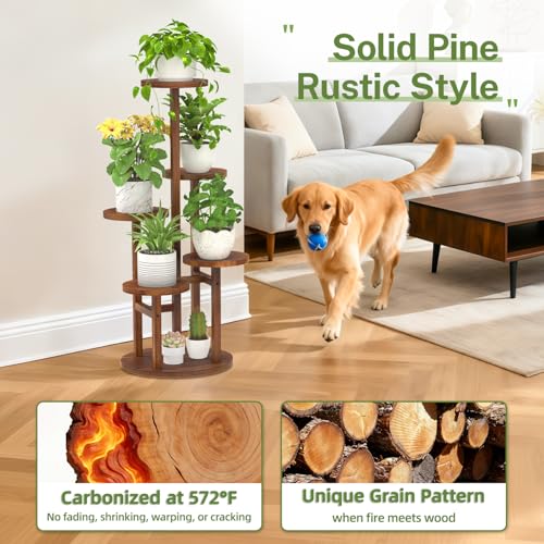 5 Tier Wood Plant Stand Indoor Outdoor Corner Tall Shelf