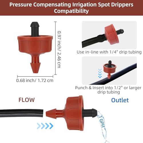 30PCS 1 GPH Pressure Compensating Drip Irrigation Spot Watering Drippers (30 Count)
