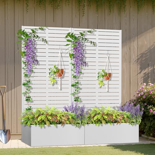 Metal Planter Box with Trellis and Drainage Hole