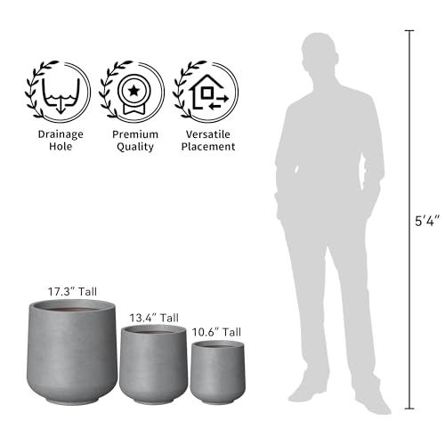 Small Round Curved Pale Gray Concrete Planter 9.4" Dia