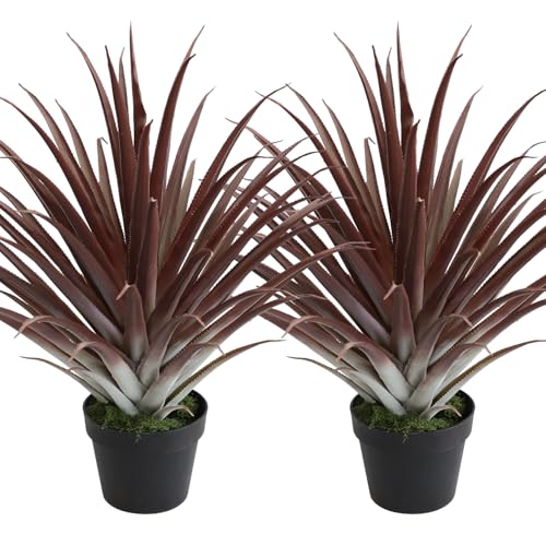 2 Pcs Artificial Aloe Vera Plants 27 Inch Red Fake Succulents Faux Agave Plant Potted for Indoor Outdoor Home Office Decor (2 Count)