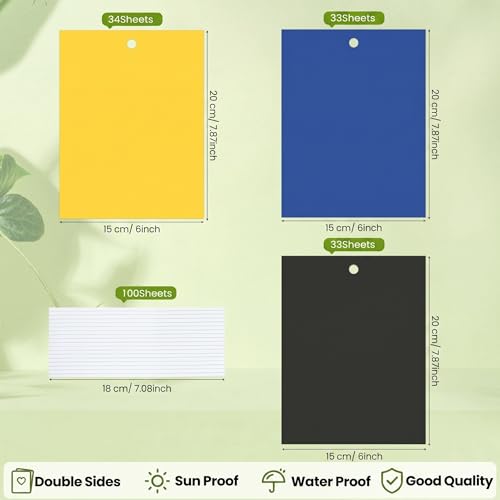 150 Pcs 6x8 Inch Yellow Blue Black Sticky Traps for Gnats (Yellow,Blue,Black)