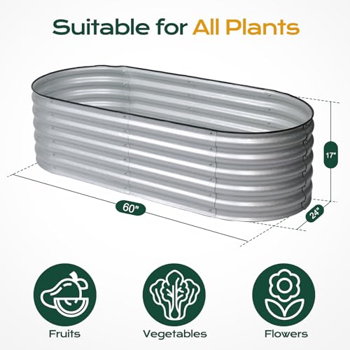 5 x 2 x 1.5 ft Oval Galvanized Raised Garden Bed Kit