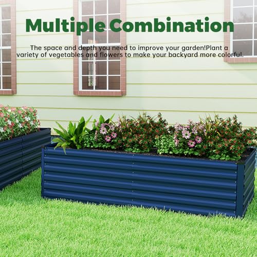 6x3x2ft Outdoor Metal Raised Garden Bed (Blue / 6x3x2 FT-2PC)