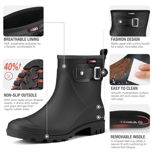 Women's Waterproof Short Rain Boots Ankle Rubber Garden Shoes