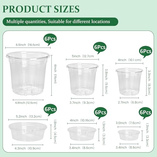 Self Watering Pots for Indoor Plants (4/5/6.5 Inch-18Pcs)