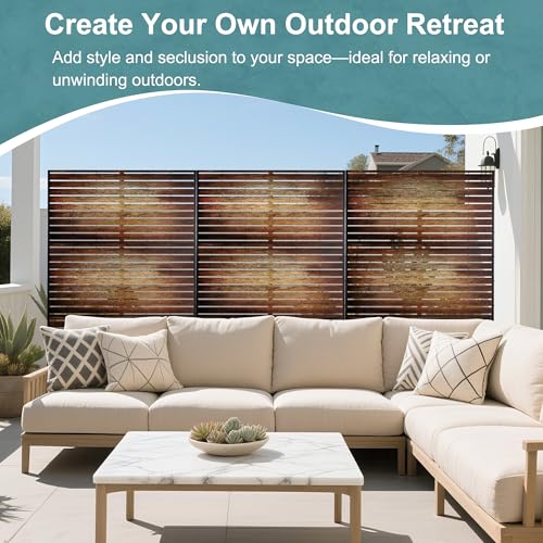 Metal Privacy Screen Outdoor Freestanding Privacy Wall Panels and Decorative Patio Dividers
