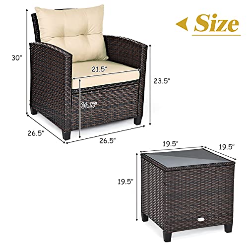 3 Pieces Patio Furniture Set