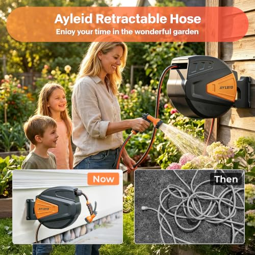 Retractable Rubber Hybrid Garden Hose Reel