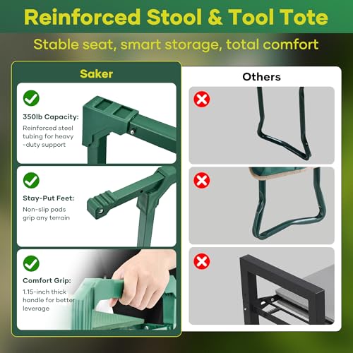 Garden Kneeler and Seat Foldable Gardening Stool with Extendable Legs