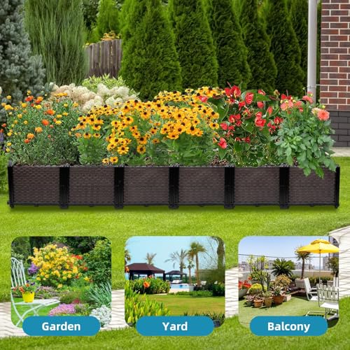 Large Raised Planter Box Outdoor Self Watering 94.4"x15.7"x14.2"