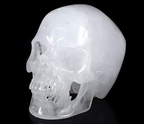5.0" Angolan Quartz Rock Crystal Carved Crystal Skull (Skullis 5.0 Super Realistic Quartz Rock 2)