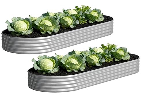 2PCS 12x4x1FT Galvanized Metal Raised Garden Bed