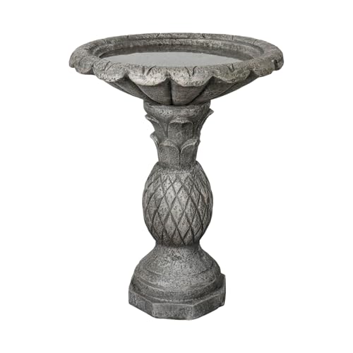 24.8 Inch Heigh Concrete Bird Bath with Pineapple Texture