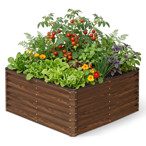 Galvanized Raised Garden Bed 4x4x2FT Outdoor Large Metal Planter Box Steel Kit for Planting Vegetables
