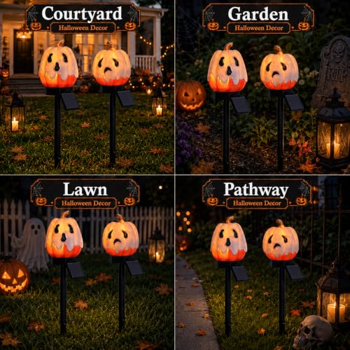 Solar Pumpkin Lights Outdoor Halloween Pumpkin Solar Lights (C-Orange)
