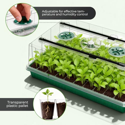2 Pack Seed Starter Tray with Grow Light (120 Cells)