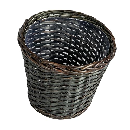 Handwoven Willow Waste Basket with Plastic Liner
