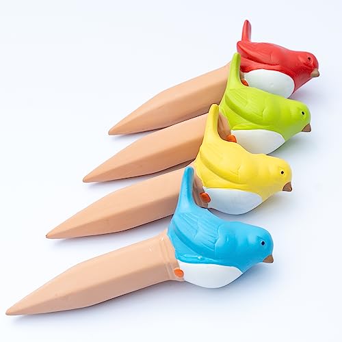 4 Terracotta Bird Plant Watering Devices Plant Waterer Self Watering Terracotta Bird Spikes Self Watering Planter Insert Free Moisture Meter