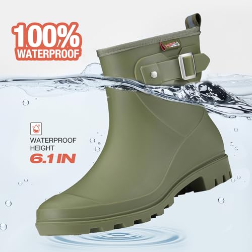Women's Waterproof Short Rain Boots Ankle Rubber Garden Shoes