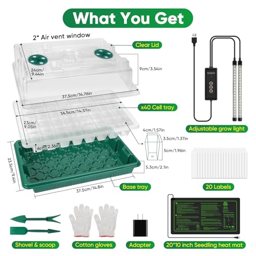 40 Cell Seed Starter Tray with Grow Light