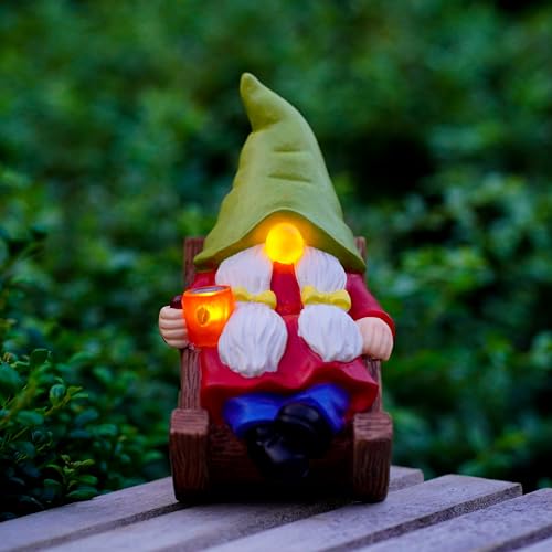 Solar Powered Relax Garden Gnome Statue (Solar Female Garden Gnome)